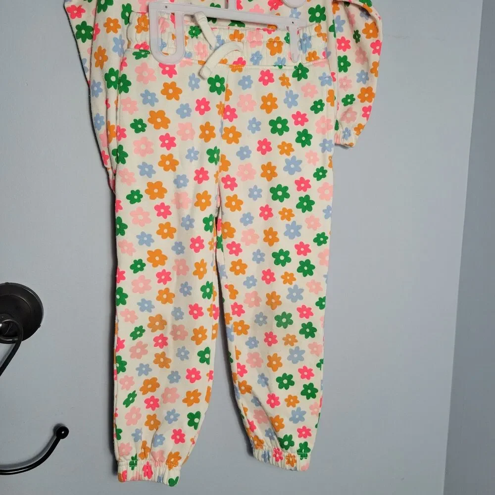 Old Navy Colorful Flower Zipper Hoodie And Pants Set Toddler 4T